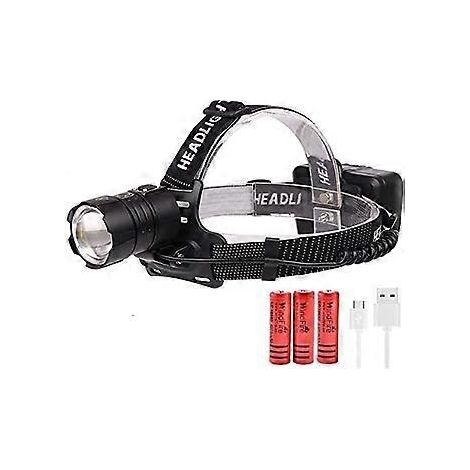 Nirvana Hochleistungs-Stirnlampe, USB-aufladbar, XHP70 Ultra-LED-Stirnlampe mit 3 Leuchtmodi und Zoomfunktion für Arbeit, Camping und Angeln (1/5)