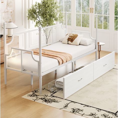 Sofá-cama 90x200 Cm Estructura Metálica Blanca (1/5)