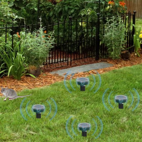 Solar Ultrasonic Garden Rat Repeller 4 Pcs Rat and Mouse Repellent Ultrasonic Solar Powered Outdoor Mole Repeller Solar Powered Repellent with Waterproof Switch (1/5)