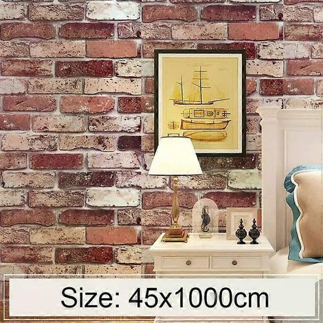 Stickers muraux imitation brique 3D - Décoration murale imperméable pour chambre et salon, 45 x 1000 cm (1/4)