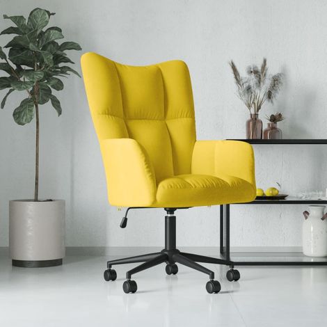 Chaise de salon,Chaise de relaxation Jaune moutarde Velours CFW91229 (1/5)