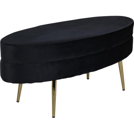 Pouf Design en Velours "Otto" 100cm Noir (1/5)