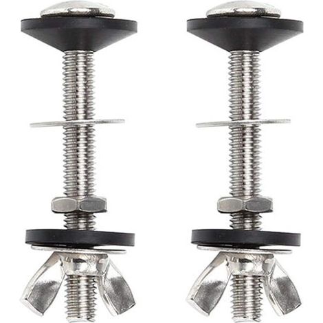 Lot de 2 boulons de réservoir de toilettes à cuvette - Kit de fixation universel en acier inoxydable avec double joint - Facile à installer