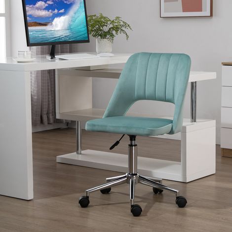 Silla de escritorio regulable en altura con ruedas, giro de 360°, forma ondulada, espuma, 49 x 60 x 79-91 cm, verde (1/5)