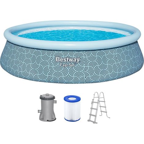 TRADE SHOP - Piscina Fuori Terra Fast Set Con Pompa Filtro ø457x107cm Design Geometrico Rotonda 57372 - (1/5)