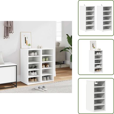 Schuhschränke 2 Stk. Weiß 31,5x35x70 cm Holzwerkstoff - Schuhschrank - Schuhregal - Aufbewahrung - Garderobe - Wohnraumorganisation (1/5)
