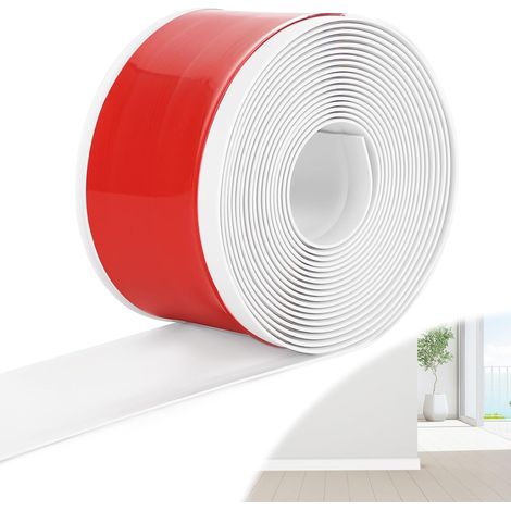 Plinthe souple en PVC, plinthe autocollante, 10 cm x 10 m, blanche, bande d'étanchéité étanche, pour cuisine et salle de bain (1/5)