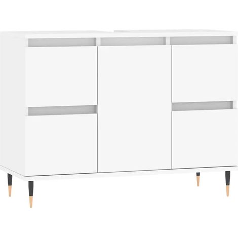 Armadio da bagno con 4 cassetti moderno 80 x 33 x 60 cm in legno multistrato bianco 020049071