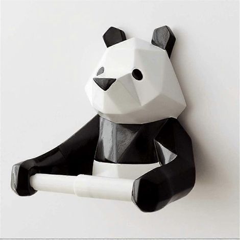 Support papier toilette en panda noir gométrique pour salle de bain, décoration murale - Noir (1/5)