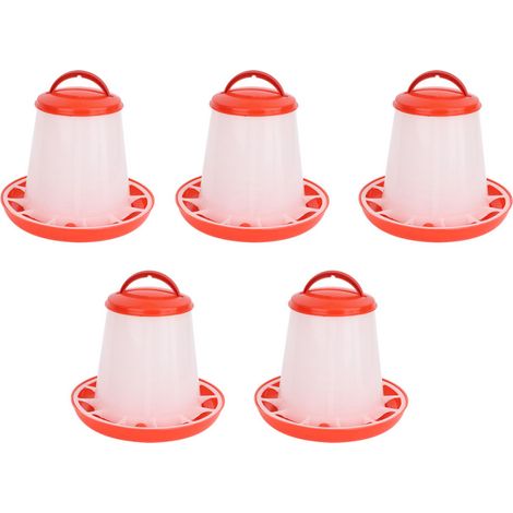Lot de 5 seaux automatiques de 1,5 kg pour aliments et eau destinés aux poules et aux oiseaux. (1/5)