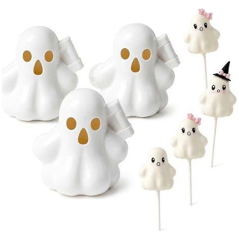Moule à cake pops fantôme en silicone réutilisable décoration Halloween lot de 3 idée originale pour cake pops faits maison (1/5)