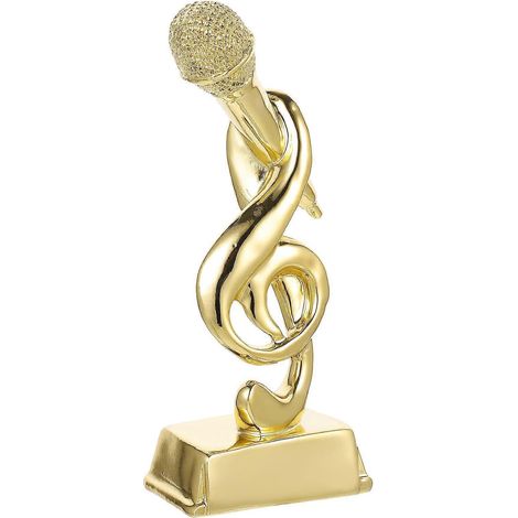 Trophée de microphone de compétition, trophée de bureau pour enfants, trophée de microphone décoratif.-19.5X8X4CM-Golden (1/3)