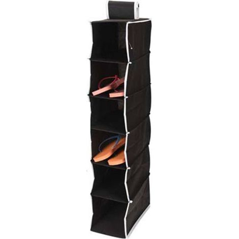 Rangement suspendu  avec 6 compartiments 15 x 30 x H 84 cm Noir avec bordure blanche (1/4)