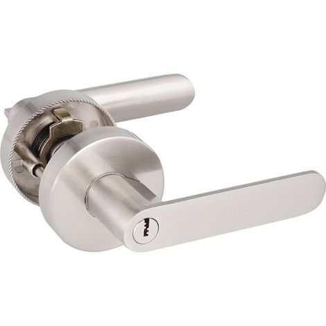 Serrure de poignée de porte, poignée de porte en aluminium, pour chambre à coucher, vestiaire, débarras et bureau, taille de serrure 60/70 mm, ronde, argent (1/5)