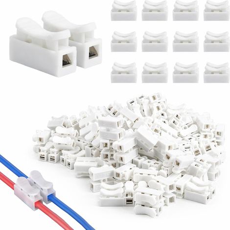 100 PCS Connecteurs Rapides CH-2 2P, Domino Électrique à Ressort 10A 220V, Bornier de Connexion pour Câbles, Sucre Électrique Compact, Dominos Électriques pour Installation et Éclairage (1/5)