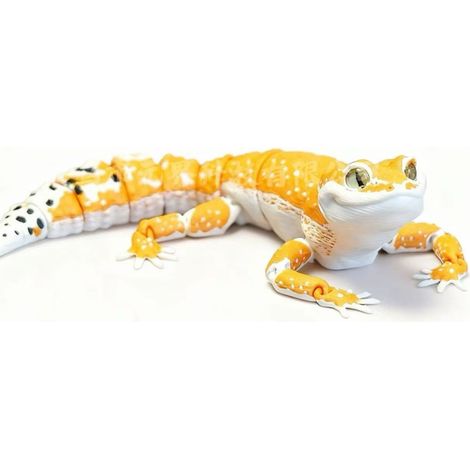Figurine de gecko léopard imprimée en 3D - Sculpture de lézard articulée (décoration intérieure), décoration de bureau réaliste en forme de reptile, modèle de gecko mobile (conçu pour les passionnés e (1/5)