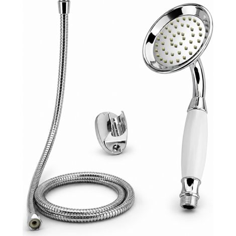 Soffione Doccia Vasca Stile Retrò Con Flessibile 1,8 m Supporto Muro 69041