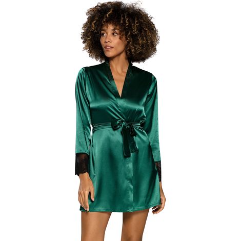 Accappatoio da donna in raso, comodo ed elegante, verde Accappatoio da donna in raso, comodo ed elegante, verde (1/5)
