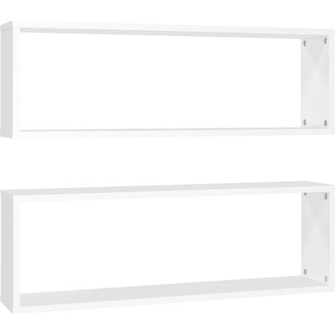 vidaXL Mensole Parete a Cubo 2pz Bianco 80x15x26,5cm Legno Multistrato