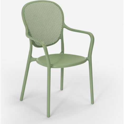 Ahd Amazing Home Design – Chaise de jardin empilable en polypropylène – Résistante aux intempéries – Dossier confortable – Charge maximale 150 kg – Vert foncé (1/5)