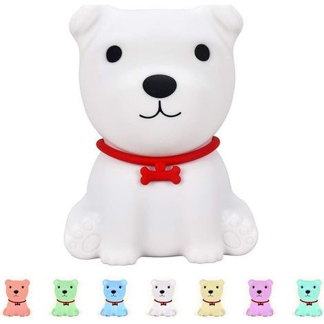 Luz nocturna para bebé, luz nocturna recargable con forma de perrito, luz nocturna LED portátil de silicona, luz nocturna táctil, decoración para la habitación del bebé, para niño y niña. (1/5)