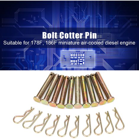Lot de 10 goupilles type R 8x50 mm en acier pour moteur diesel refroidi par air motoculteur 178F 186F (1/5)