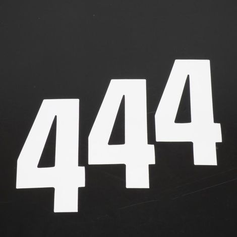 Autocollant lot stickers numéro course chiffre quatre 4 blanc