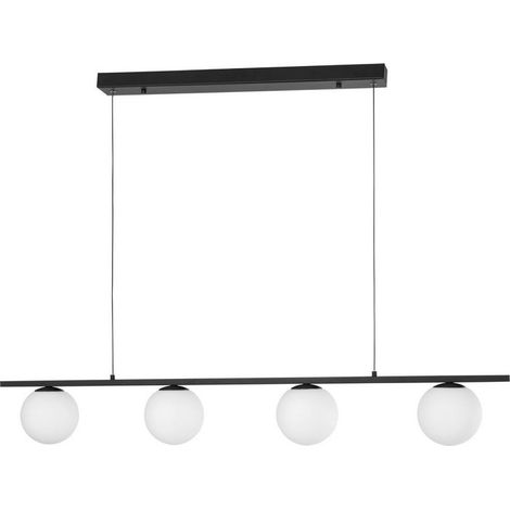 Merano Digby Bar Suspension Plafonnier Sandy Métal Noir, Aluminium Blanc Verre Opale LED 32W 2060Lm 3200K