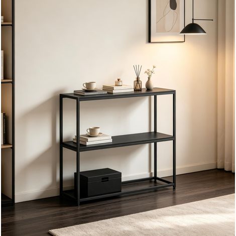 Console d'entrée en acier et panneau de particules, 100 x 30 x 87 cm, noire OKMYHOME (1/5)
