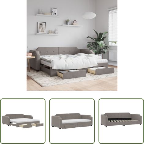 vidaXL Sofa mit Bett - Tagesbett Ausziehbar mit Schubladen Taupe 90x200 cm Stoff (1/5)