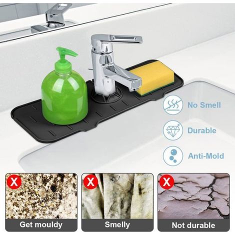 Tapis de Robinet - En Silicone Alimentaire - Pour Évier Cuisine - Drainage Intégré - 1 Pièce (1/5)