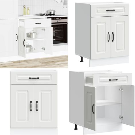 Mueble bajo de cocina Kalmar madera de ingeniería blanca - Almacenamiento bajo cocina - Cocina organizada