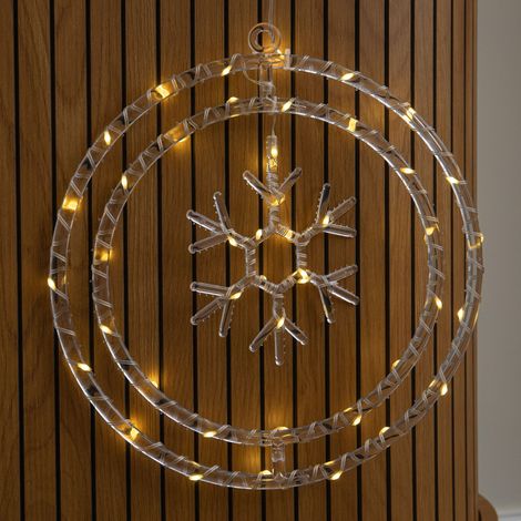 34cm Light Up Christmas Snowflake Ring with Warm White LEDs (1/5)