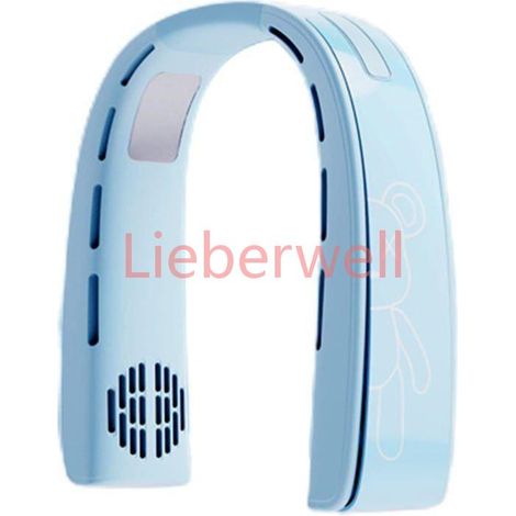 Ventilateur ventilateur personnel pliable conception sans lame ventilateur de cou aliment par USB 3 vitesses bleu (1/4)