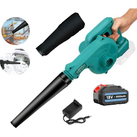 Staubsauger Gebläsebatterie, elektrischer Gebäudestaubsauger 130 Meilen pro Stunde, 2-in-1, mit 5500mAh 1x Akku und Ladegerät, kompatibel mit Makita Batterien