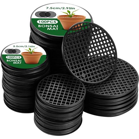 200 Pièces Grilles de Drainage en Plastique,Noir Grille de Drainage Ronde ⌀ 5,5 cm/⌀ 7,5 cmMaille Pad Tapis Trou de Pot de Fleurs Respirante pour Coupe Bonsai Pot de Fleurs (1/5)