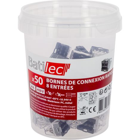 Pot de 50 bornes bornes de connexion automatique 8 entrées (1/2)
