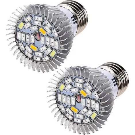 Lampe de croissance LED E27 à spectre complet 28 W 85265V pour culture hydroponique, jardin d'intérieur, serre, lot de 2