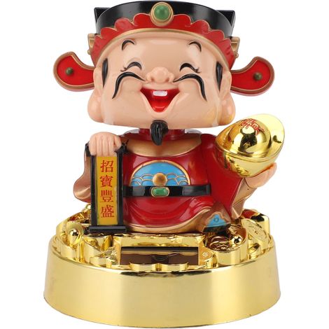 Ortviai Figurine Solaire Bougeante du Dieu de la Richesse en ABS – Déco Feng Shui pour Bureau, Voiture et Intérieur (1/5)