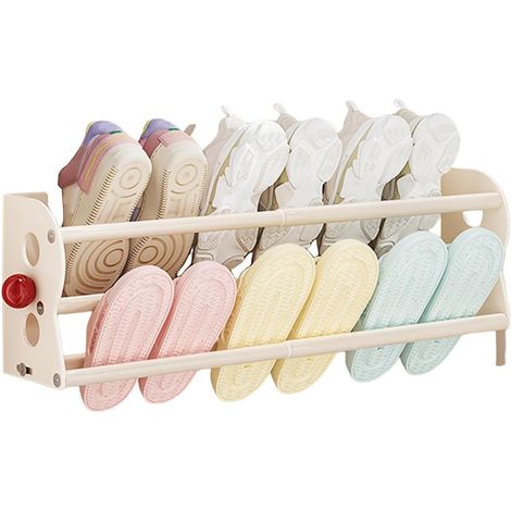 Étagère à chaussures murale 2 étages extensible magnétique sans perçage (1/5)