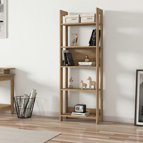 Bibliothèque étagère effet bois avec niche ouverte MARFA (1/5)