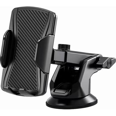 Support Téléphone Voiture - Fixation Tableau de Bord et Pare-Brise - Rotation 360° - Libération 1 Bouton - Compatible 4-7 Pouces - Noir (1/5)