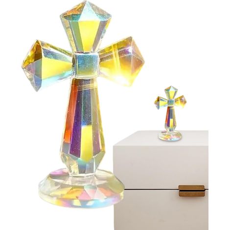 Petite croix en cristal - 15 cm - Décoration de table - Sculpture (1/5)