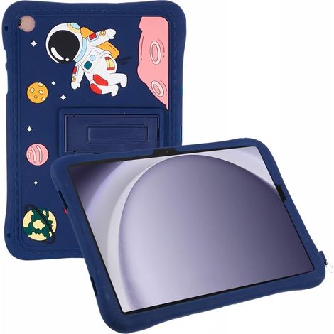Silikonhülle für Kinder für Samsung Galaxy Tab A11 Plus / A9 Plus, gepanzert, Astronauten-Design, Marineblau (1/5)