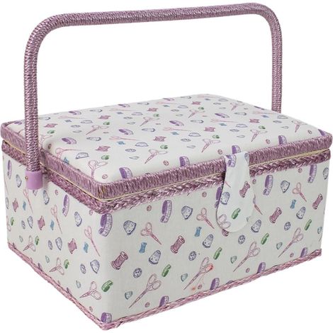 Organizador de cesta de costura - Caja de almacenamiento para manualidades - Suministros para pasatiempos - Asa desmontable para tablet - 214 cm de ancho - W (1/5)