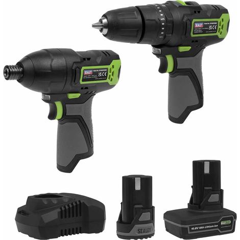 Sealey CP108VCOMBO3 2 x SV10.8 Series Cordless Combi Drill & Impact Driver Kit 10.8V - 2 Batteries (1/3)