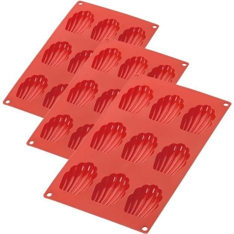 Set di 3 stampi in silicone per madeleine con 9 fori, stampi scanalati per torte, resistenti al calore per torte e gelatine, (1/4)