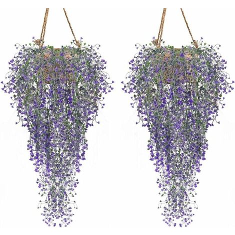 Plantes Artificis Lot de 2 Lierre Vigne Plante Artifici Intérieur Exterieur Fleur artificis pour décoration Murale et Jardin-Violet (1/5)