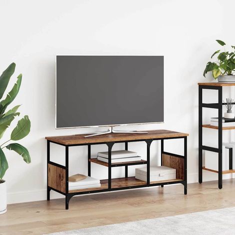 vidaXL Meuble TV Bois Ancien 100 x 35 x 45 cm Bois d'ingénierie et fer