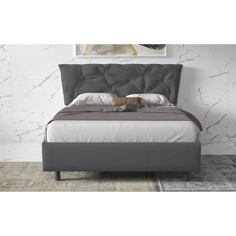 Letto matrimoniale contenitore 162x200 con rete inclusa – Design minimale e funzionale - BERGEN Grigio fumo (1/3)